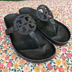 Tory Burch Cloud Miller Sandals Perfect Black Size 6.5 w/ Box Retail $228